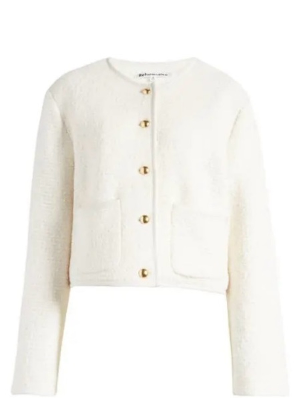 Reformation Dale Cropped Jacket in Color Cream - Picture 3 of 5